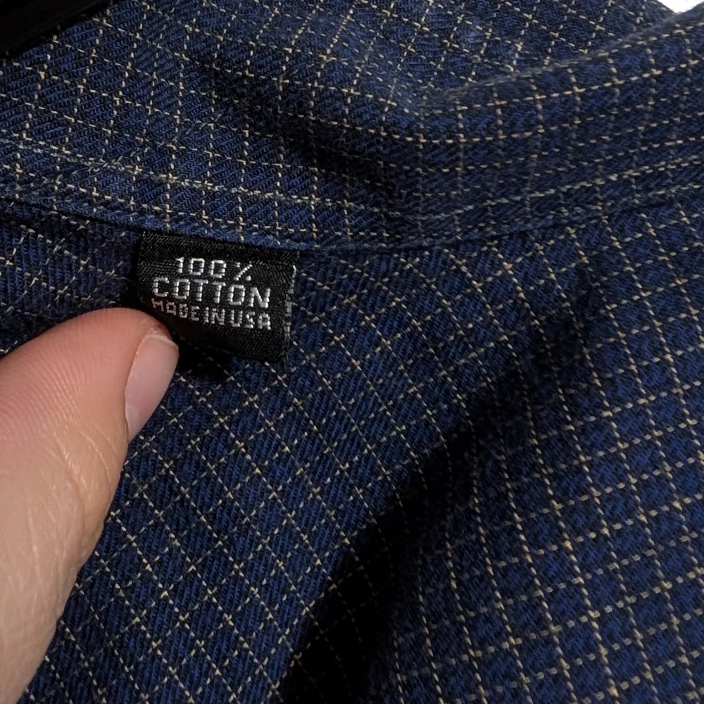Ike Behar New York Men's Micro-Check Button Down - Navy/Tan - Size M